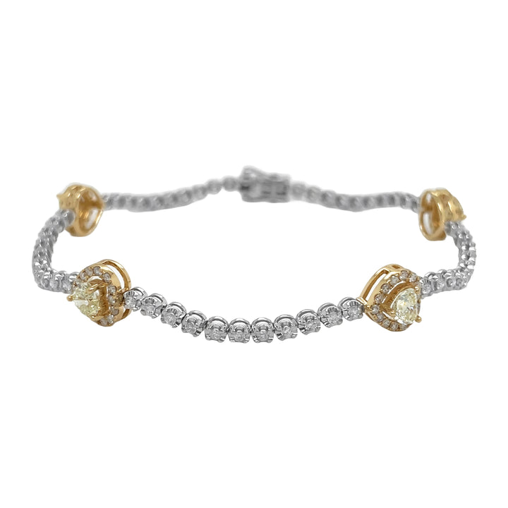 18kt White and Yellow Gold Diamond and Yellow Diamond Tennis Bracelet