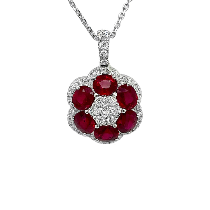 18kt White Gold Diamond And Ruby Pendant