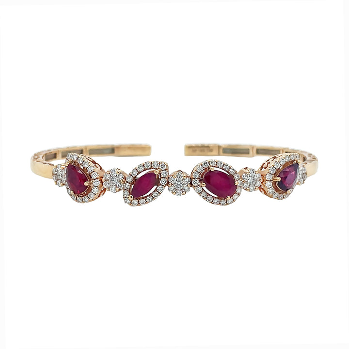 18kt Rose Gold Diamond And Ruby Bangle