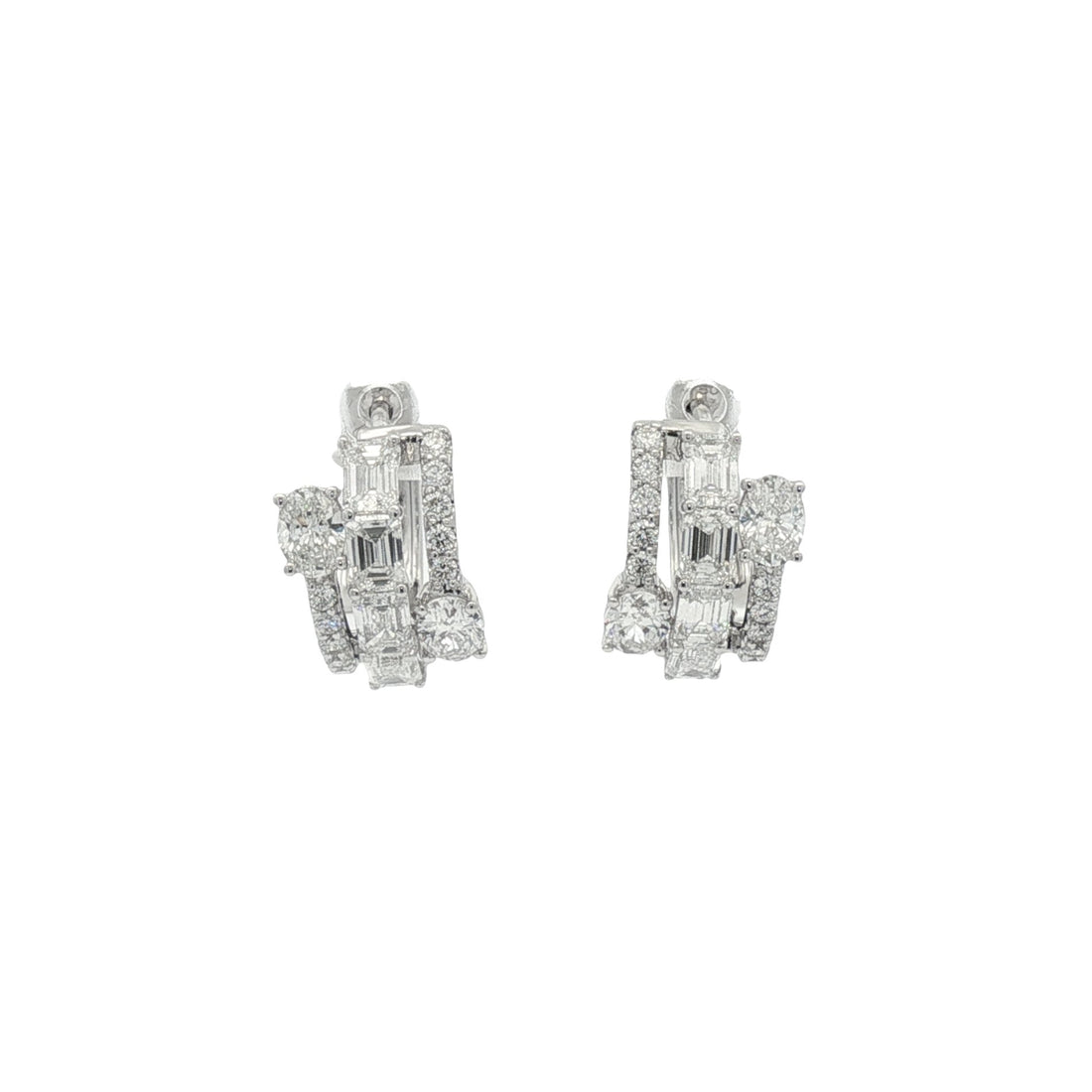 18kt White Gold Lab Diamond Huggie Earrings
