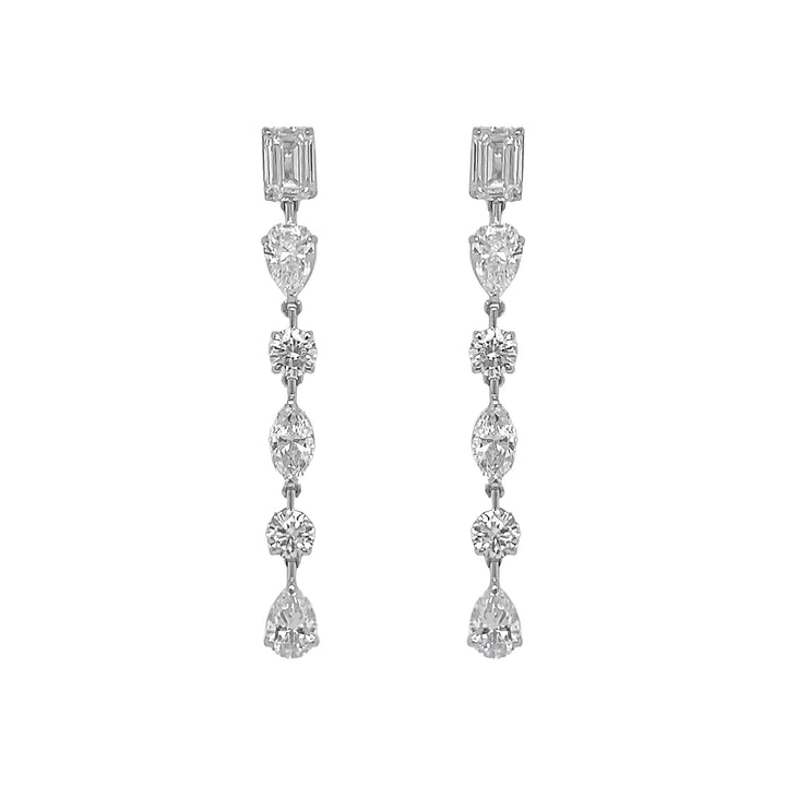 14kt White Gold Lab Diamond Dangling Earrings