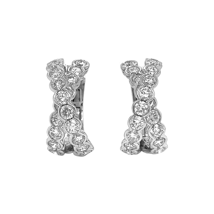 18kt White Gold Diamond Hoop Earrings