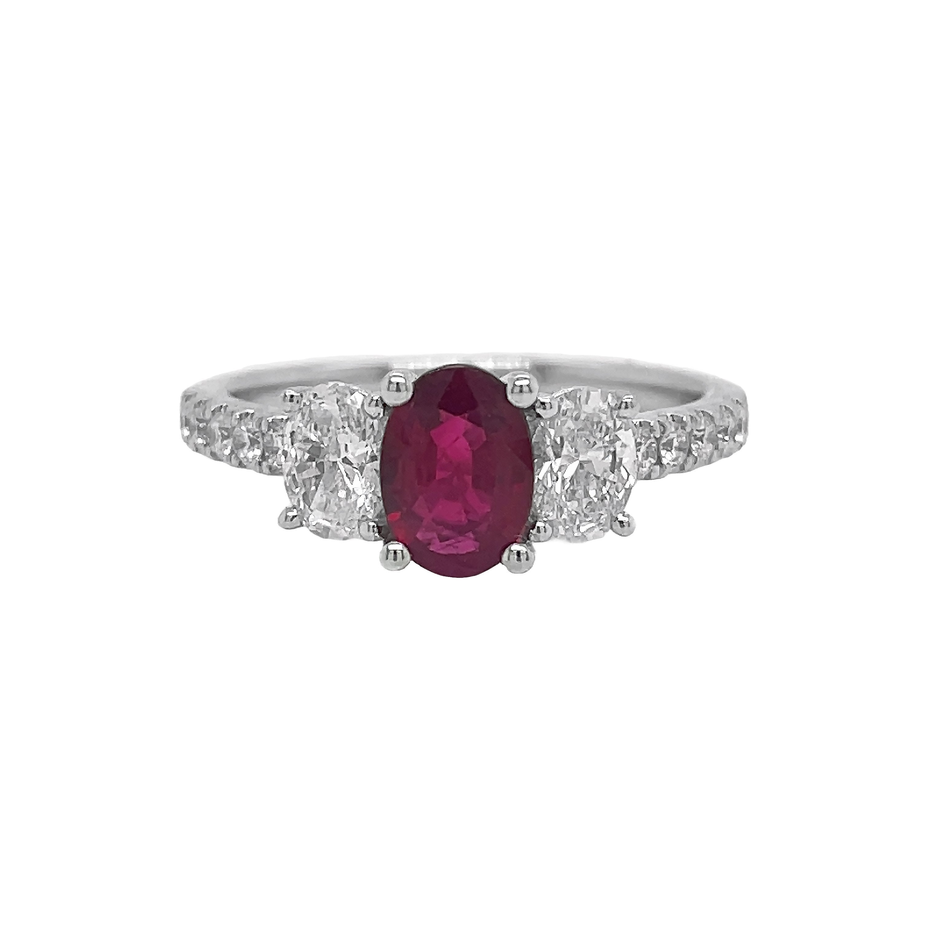 18kt White Gold Diamond And Ruby Ring