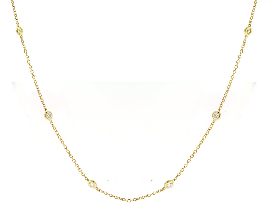 18kt Yellow Gold Diamond By The Inch Necklace