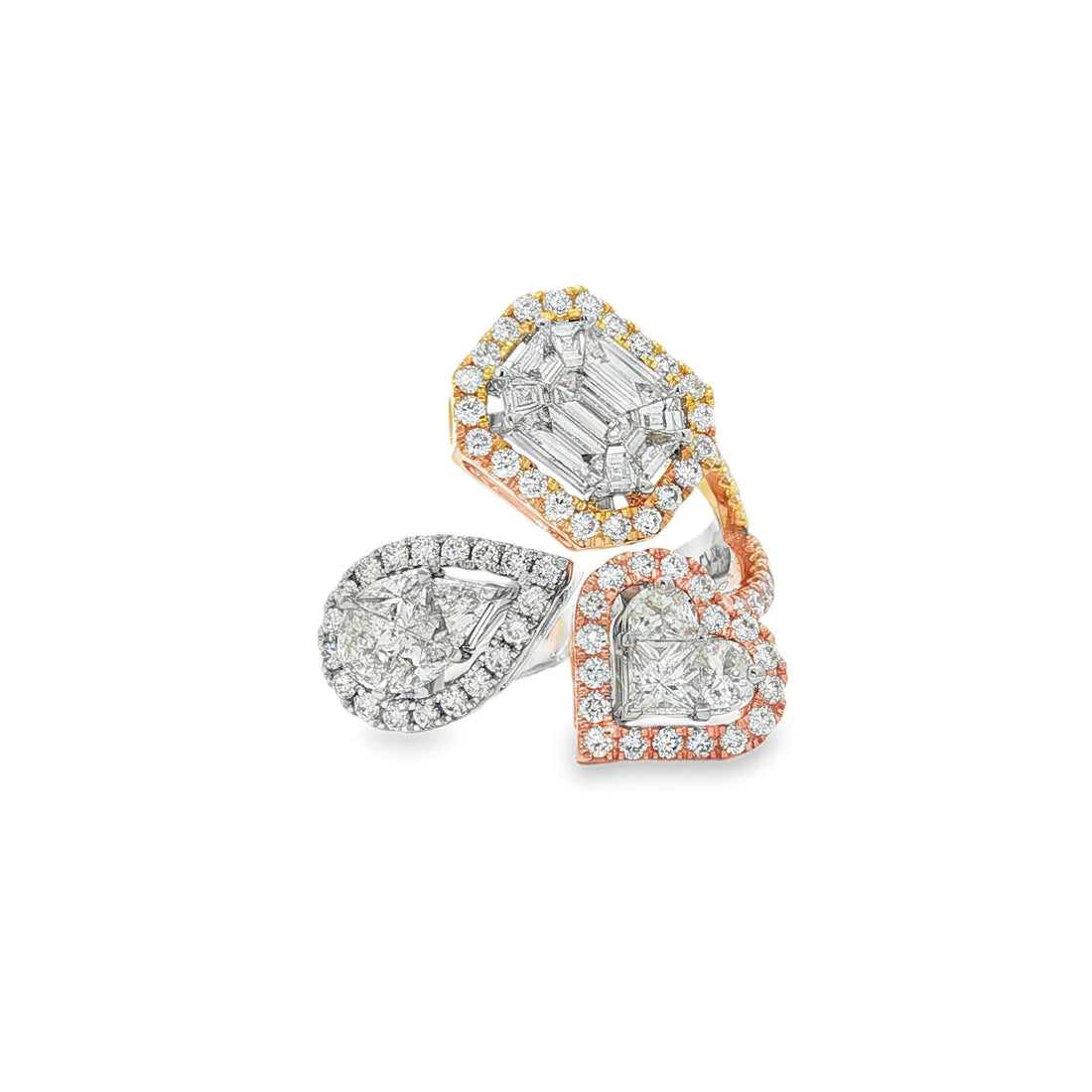 18kt Tri Gold Diamond Ring