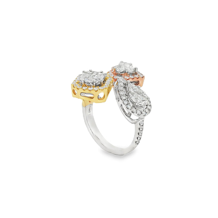 18kt Tri Gold Diamond Ring