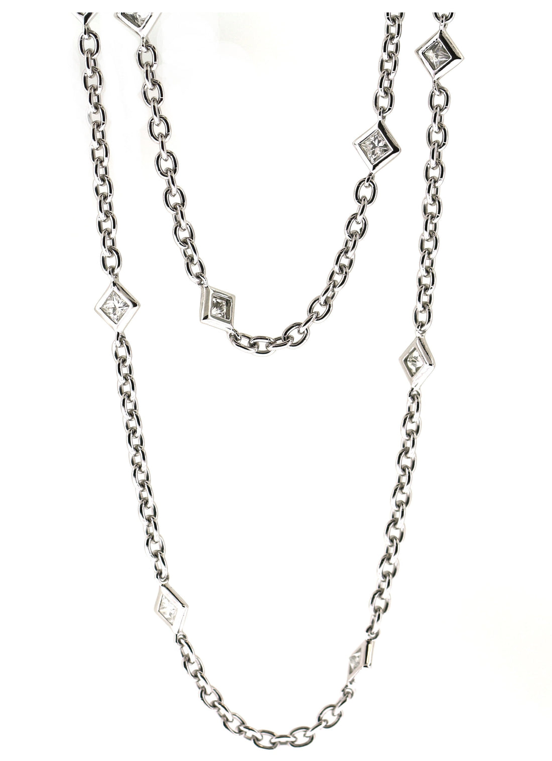 18kt White Gold Diamonds By The Inch Necklace