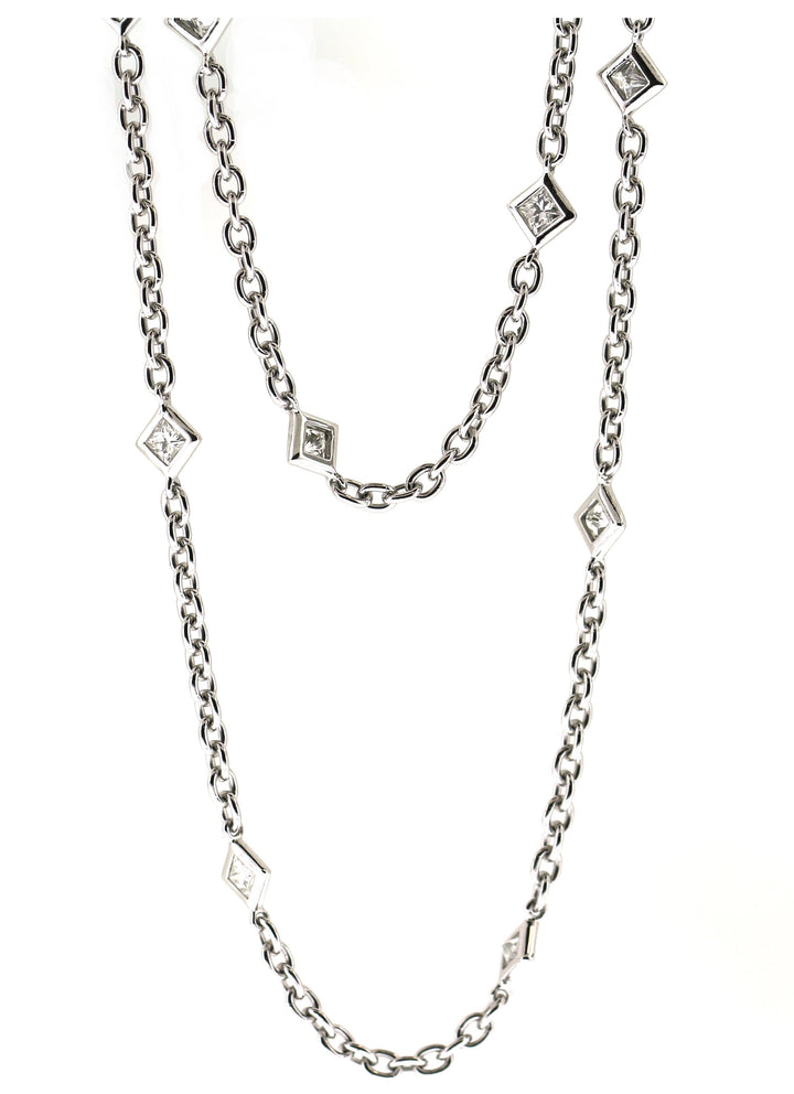 18kt White Gold Diamonds By The Inch Necklace