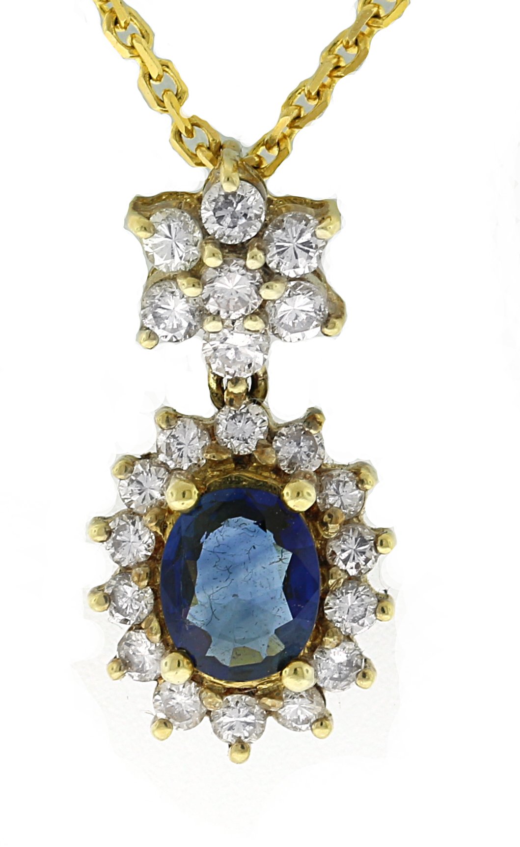 14kt Yellow Gold Sapphire Diamond Pendant