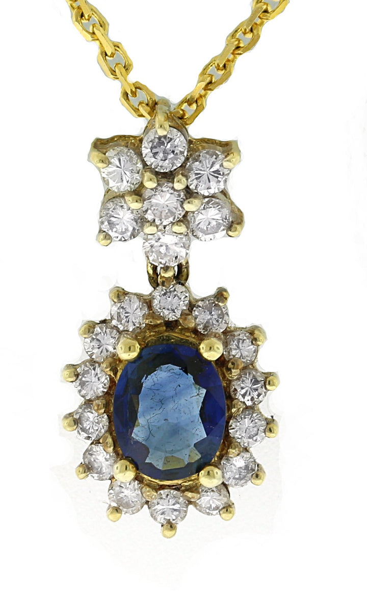 14kt Yellow Gold Sapphire Diamond Pendant