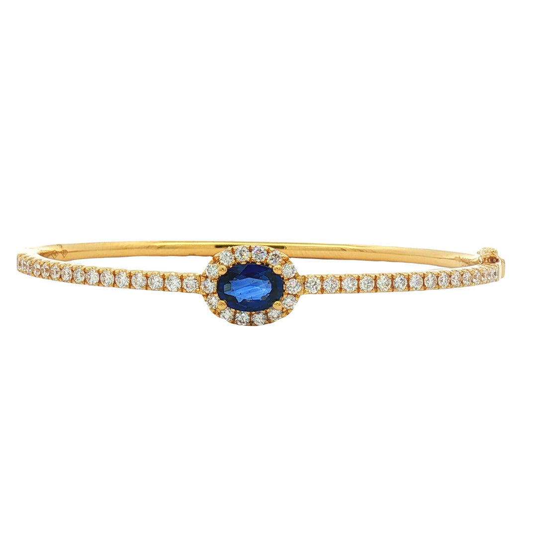 18kt Yellow Gold Diamond And Blue Sapphire Bangle
