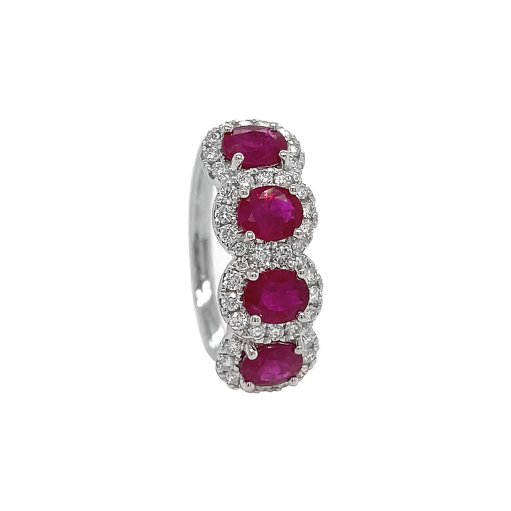 18kt White Gold Diamond and Ruby Band