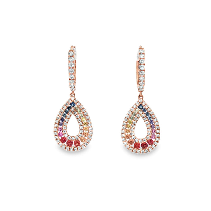 18kt Rose Gold Diamond And Sapphire Earrings