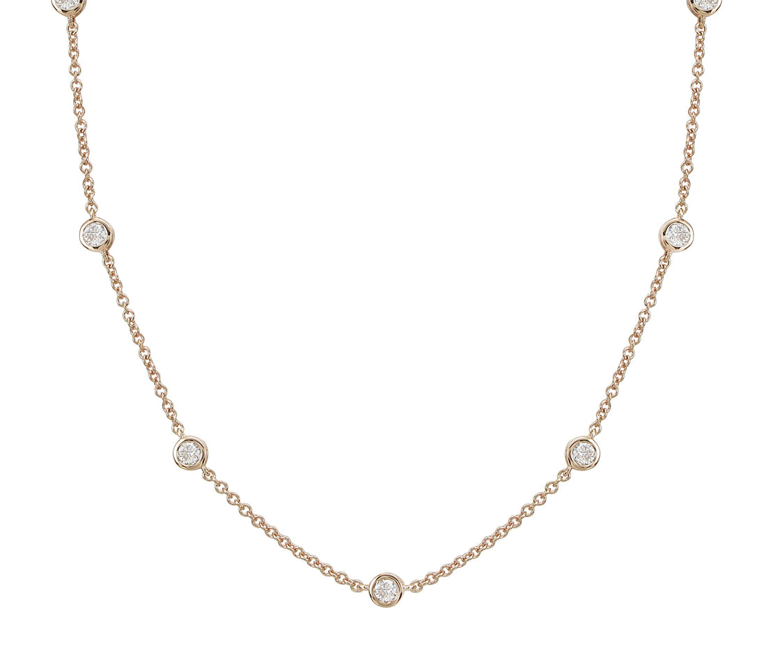 18kt Rose Gold Diamond By The Inch Necklace