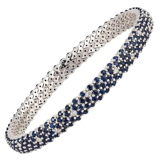 18kt White Gold Diamond and Blue Sapphire Bracelet