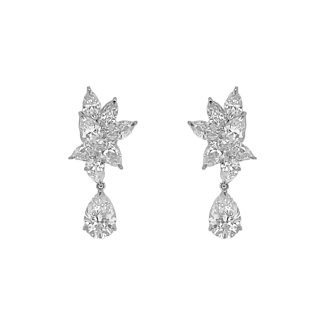 14kt White Gold Lab Diamond Dangling Earrings