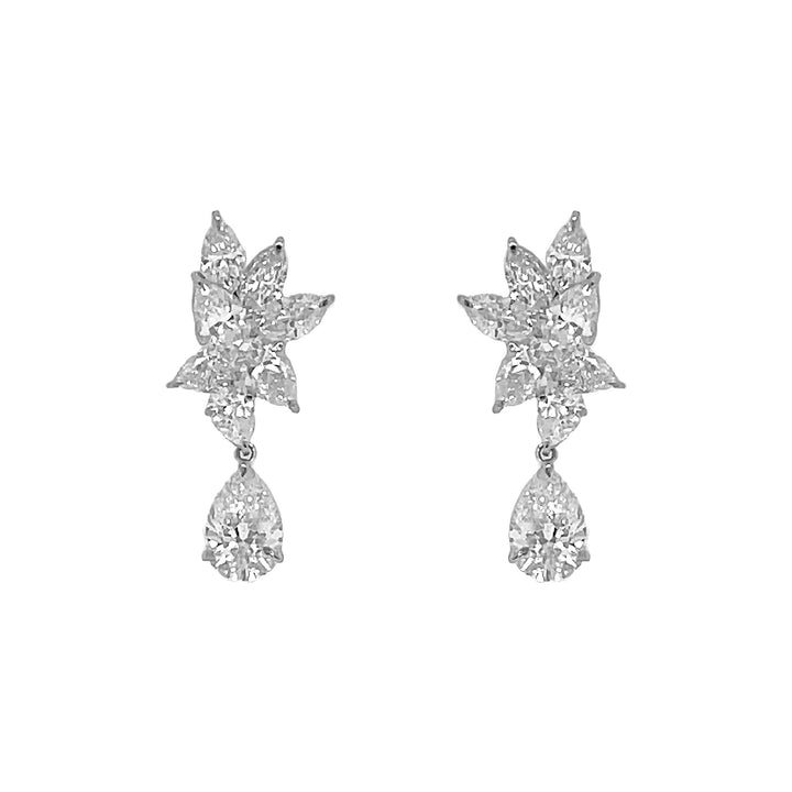 14kt White Gold Lab Diamond Dangling Earrings