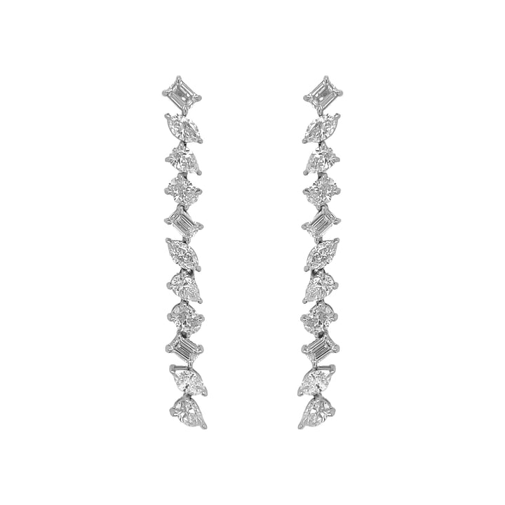 18kt White Gold Diamond Dangling Earrings