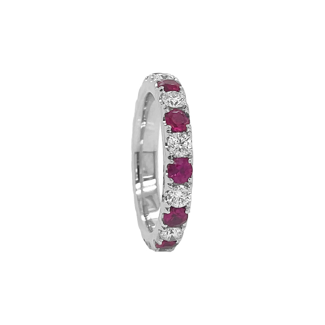 18kt White Gold Diamond And Ruby Band