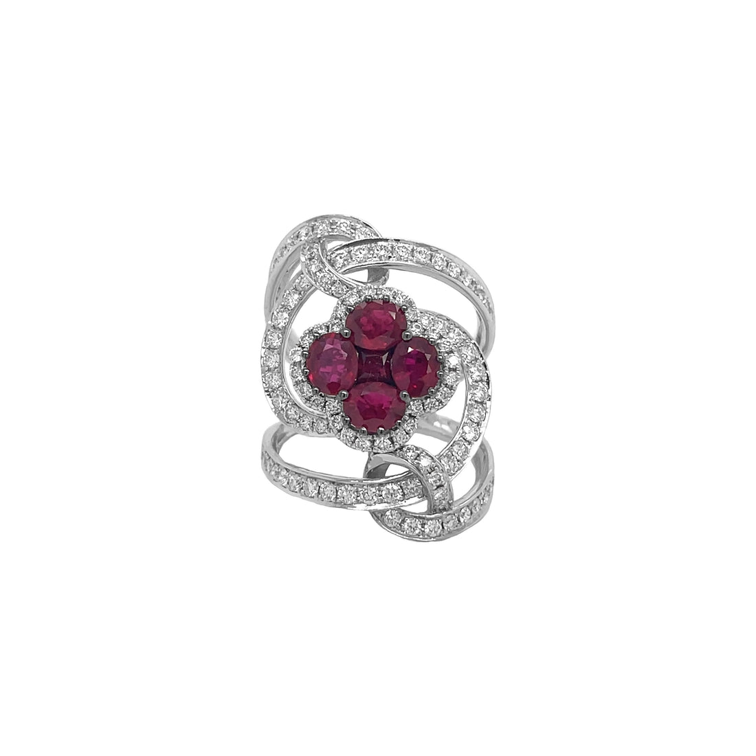 18kt White Gold Diamond And Ruby Ring