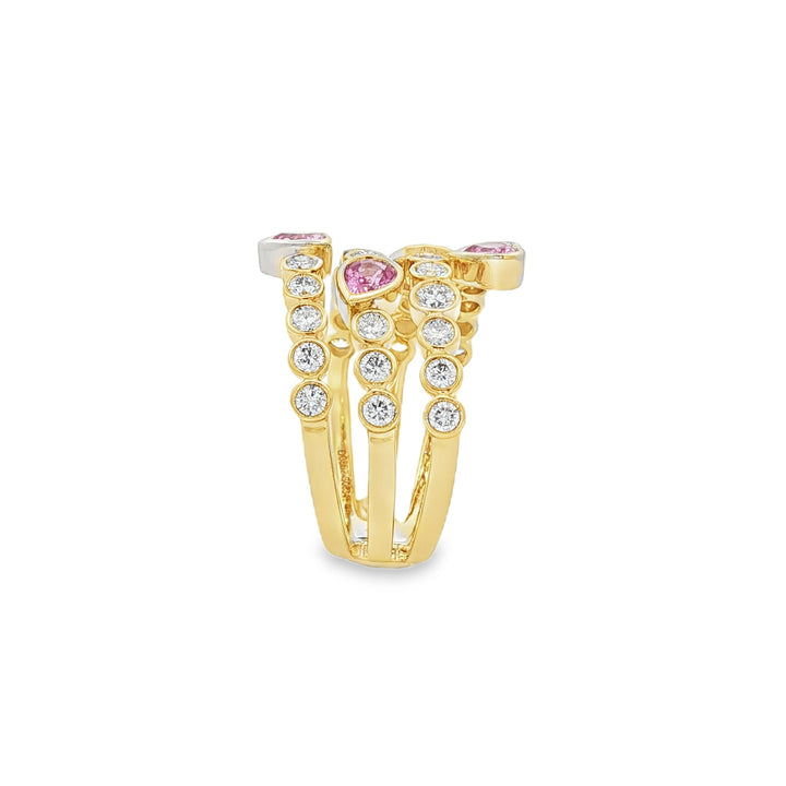 14kt Yellow Gold Diamond And Pink Sapphire Ring