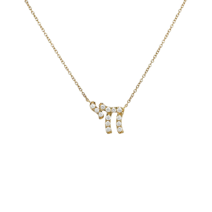 18kt Yellow Gold Diamond Chai Pendant