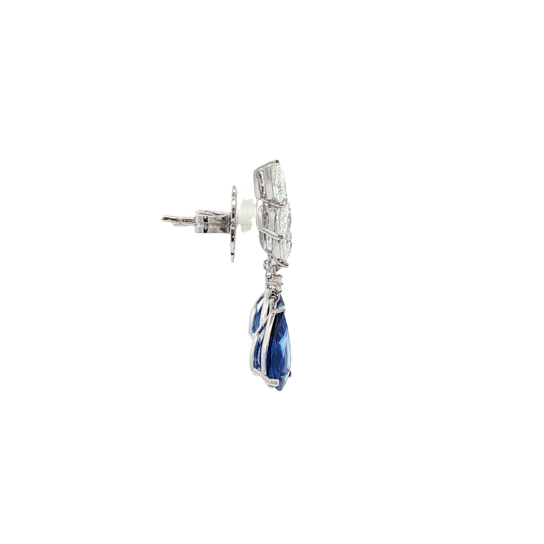 18kt White Gold GIA Certified Diamond And Blue Sapphire Earring