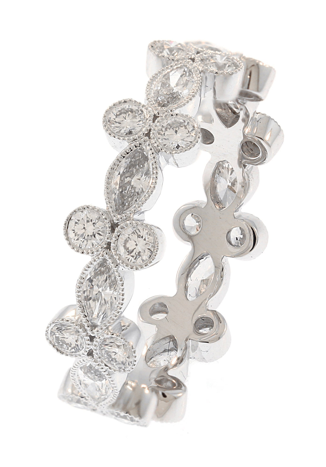18kt White Gold Marquise And Diamond Band