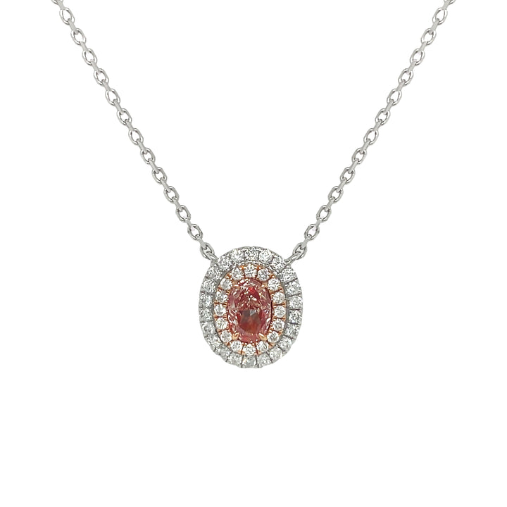 18kt White and Rose Gold Diamond and Pink Diamond Pendant