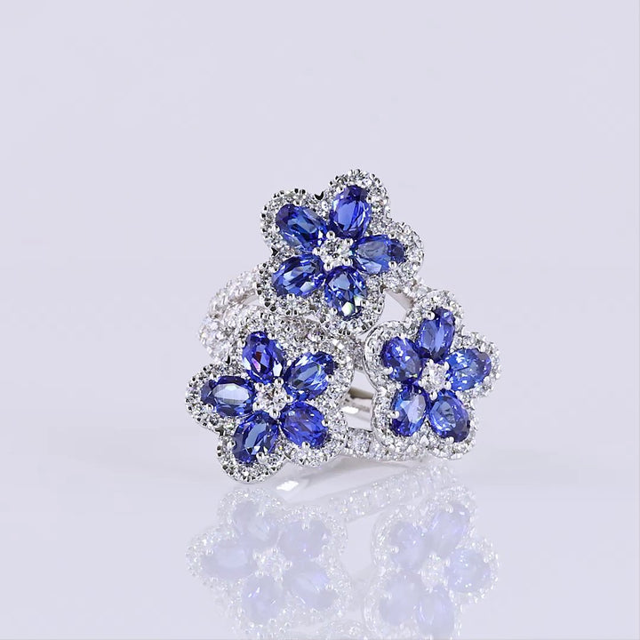 14kt White Gold Lab Diamond And Blue Sapphire Ring
