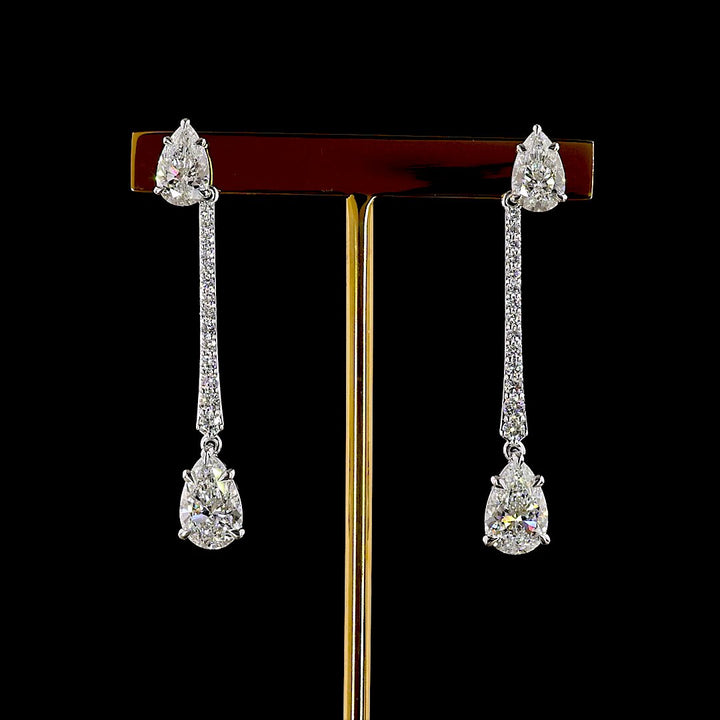 14kt White Gold Lab Diamond Dangling Earrings