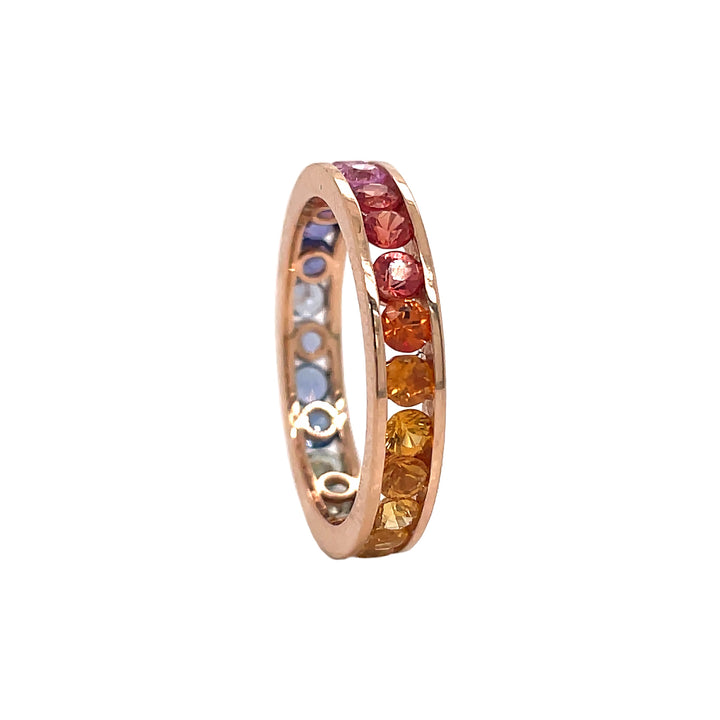18kt Rose Gold Multi-color Sapphire Band.