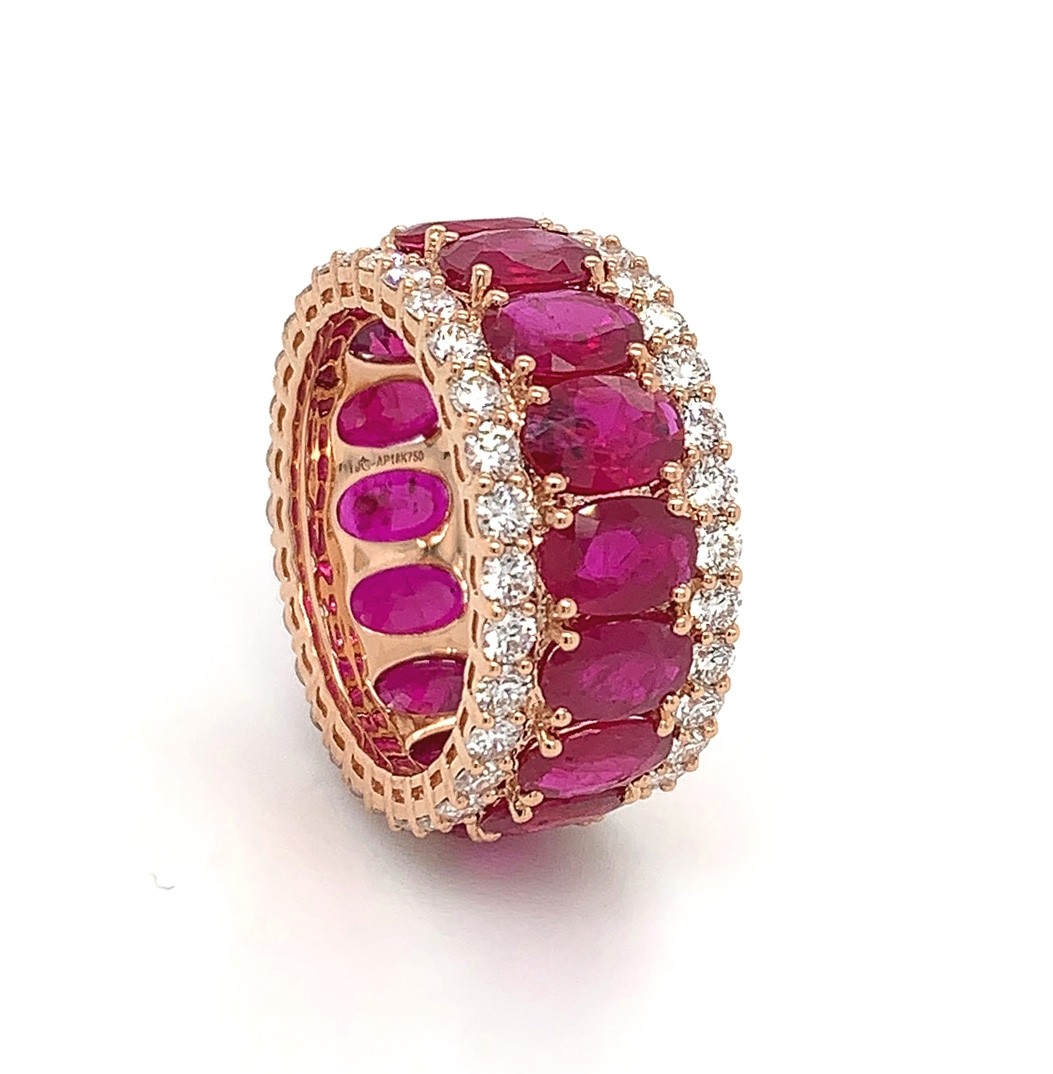 18kt Rose Gold Diamond And Ruby Ring