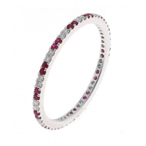 18kt White Gold Diamond And Ruby Eternity Band.