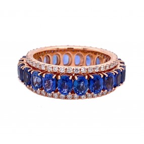 18kt Rose Gold Diamond And Sapphire Band