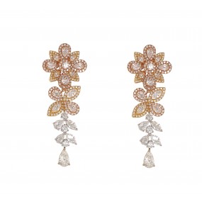 18kt Tri-color Gold Diamond Earrings