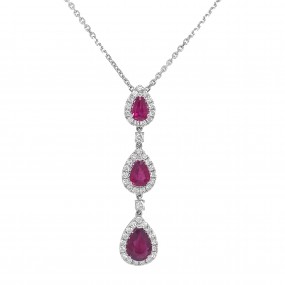 18kt White Gold Diamond And Ruby Pendant