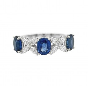 18kt White Gold Diamond and Sapphire Band