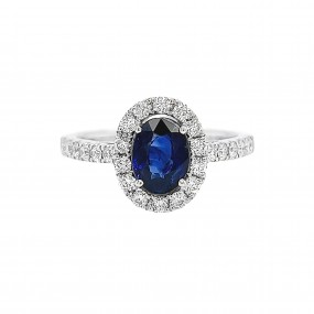 18kt White Gold Diamond and Sapphire Ring