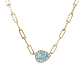 18kt Yellow and White Gold Diamond and Topaz Pendant