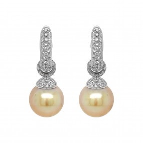 18kt White Gold Diamond and Pearl Earrings