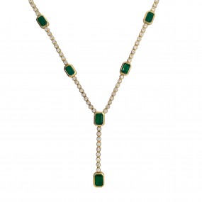 18kt Yellow Gold Diamond And Emerald Necklace